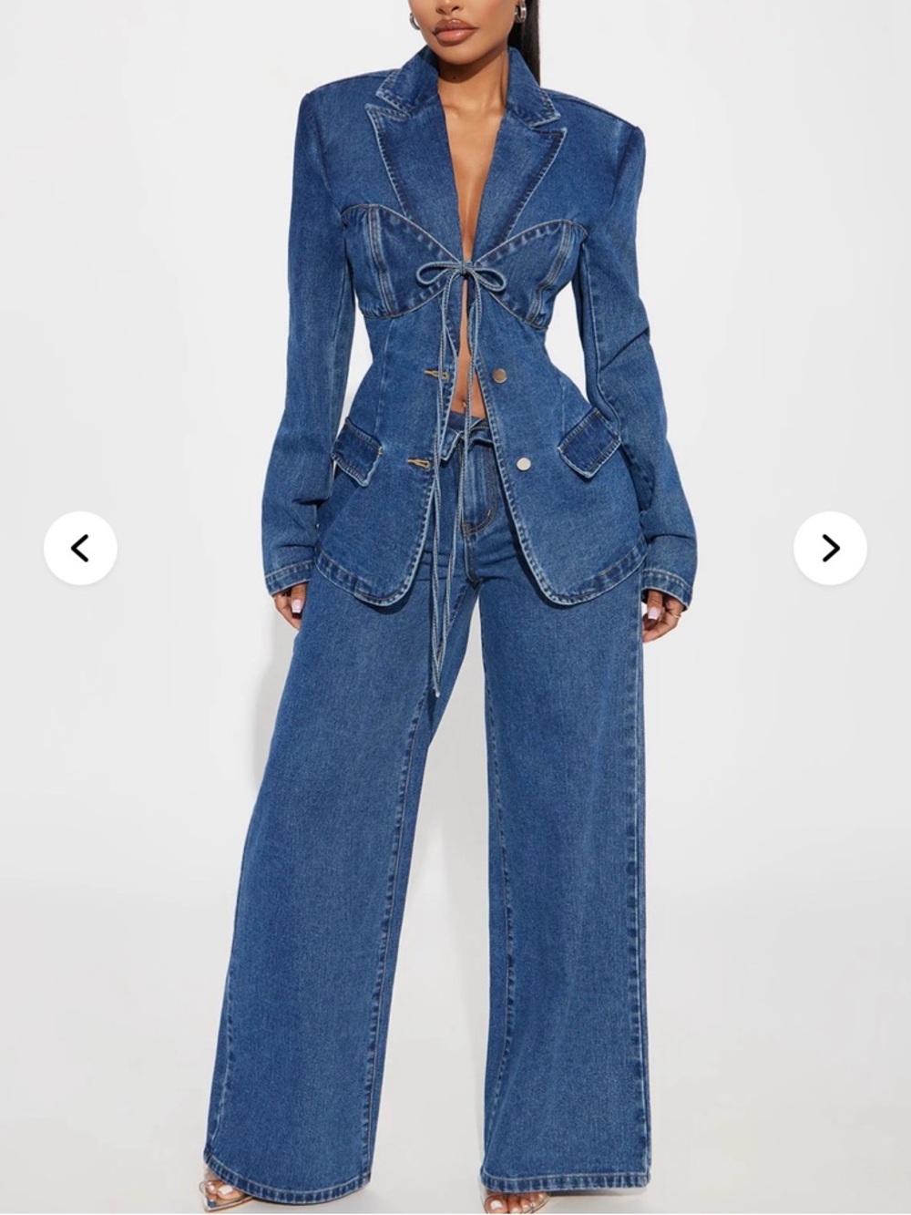 Fashion Nova Blue Wide Leg Denim set